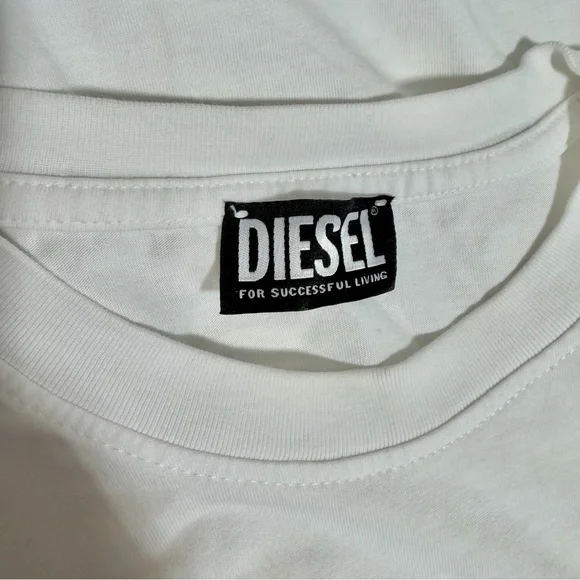 🔥 DIESEL ✅ White Graphic Men's Tee Slim Fit Shirt Diesel Industry Denim Division - Picture 5 of 11